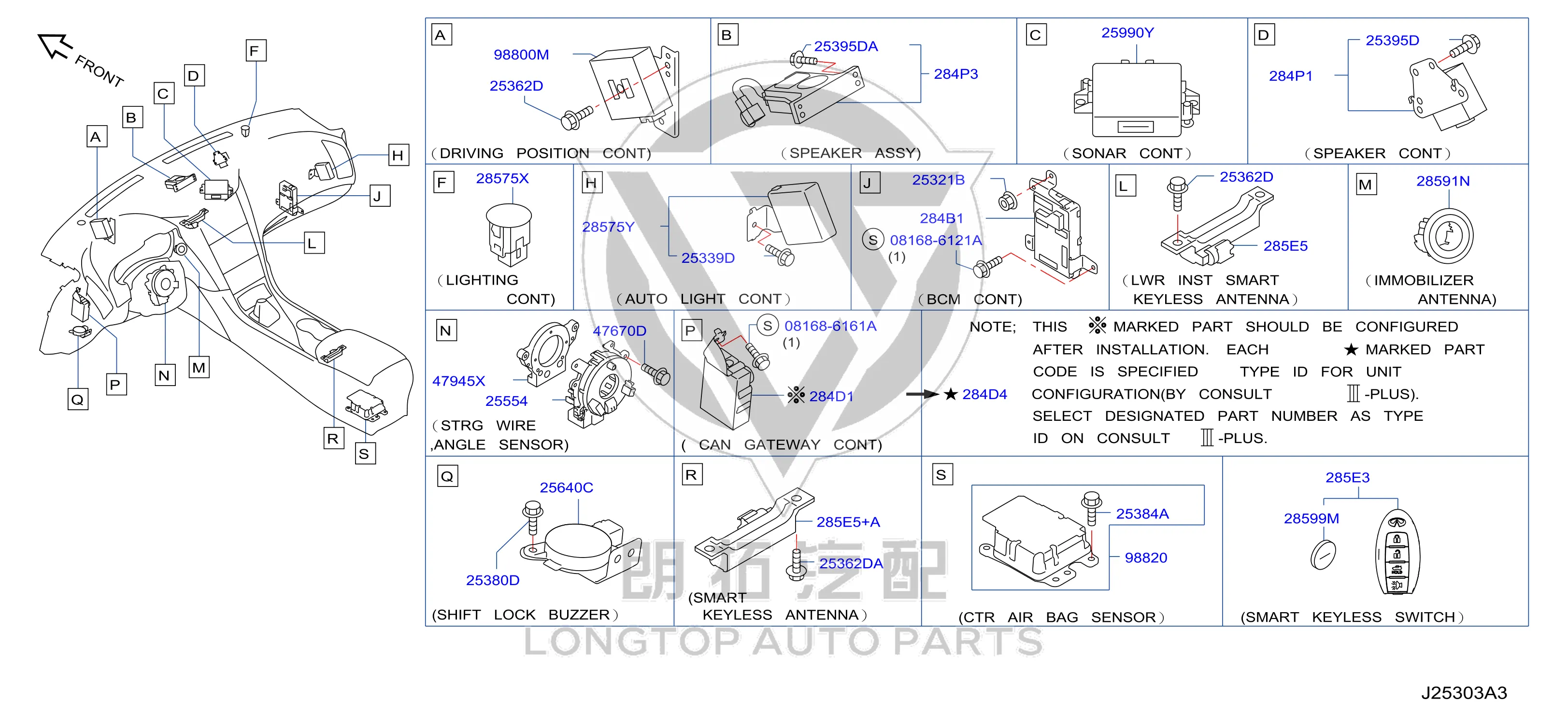 Body Control Module 284B1-2V70C 284B12V70C for Infiniti