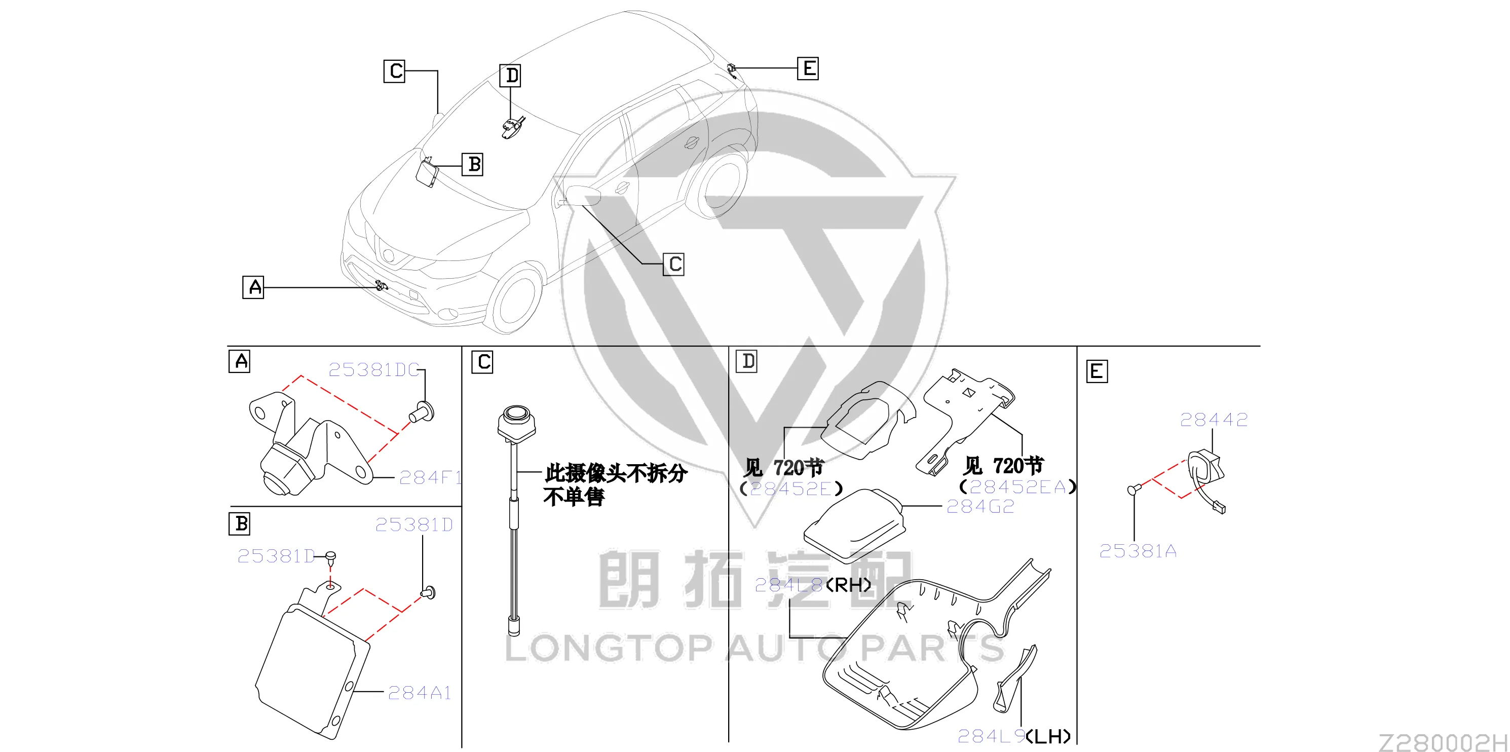 Front Camera 284F1-HV02A 284F1HV02A for Nissan