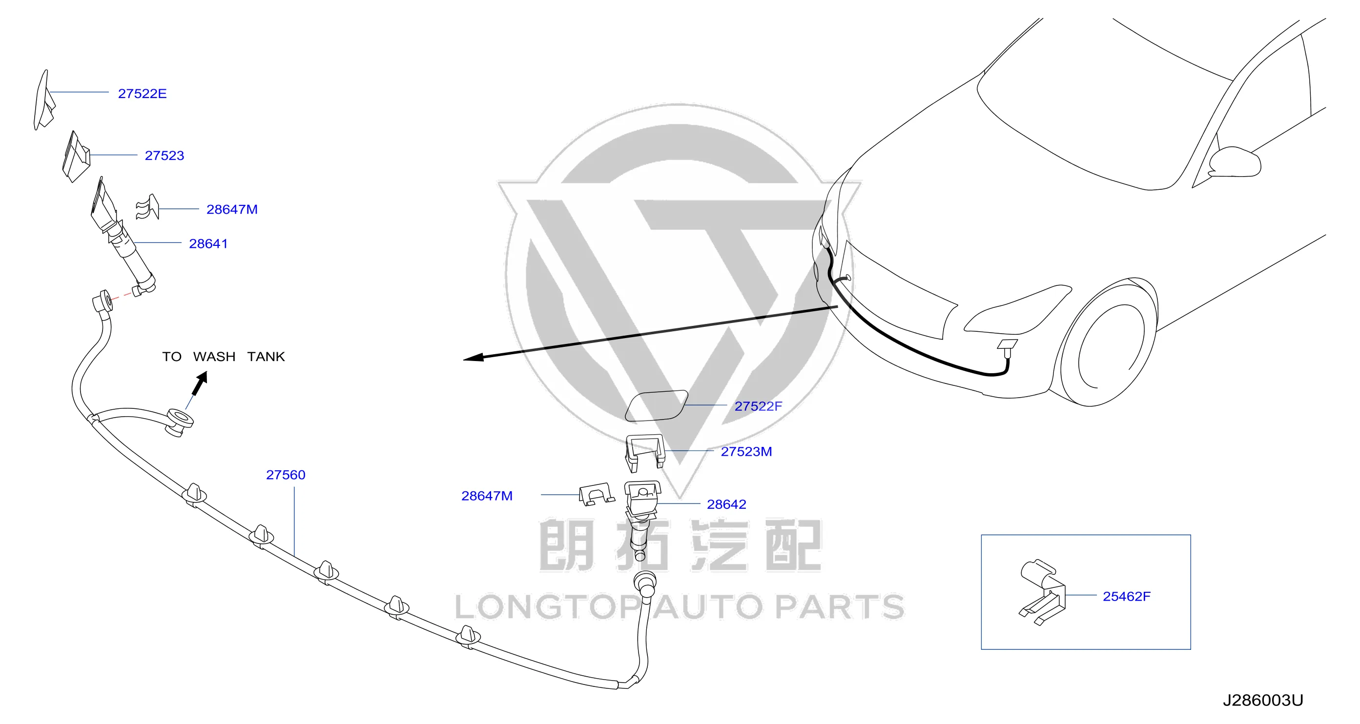 Headlight Washer Nozzle (Right) 28641-1MK0A 286411MK0A for Infiniti
