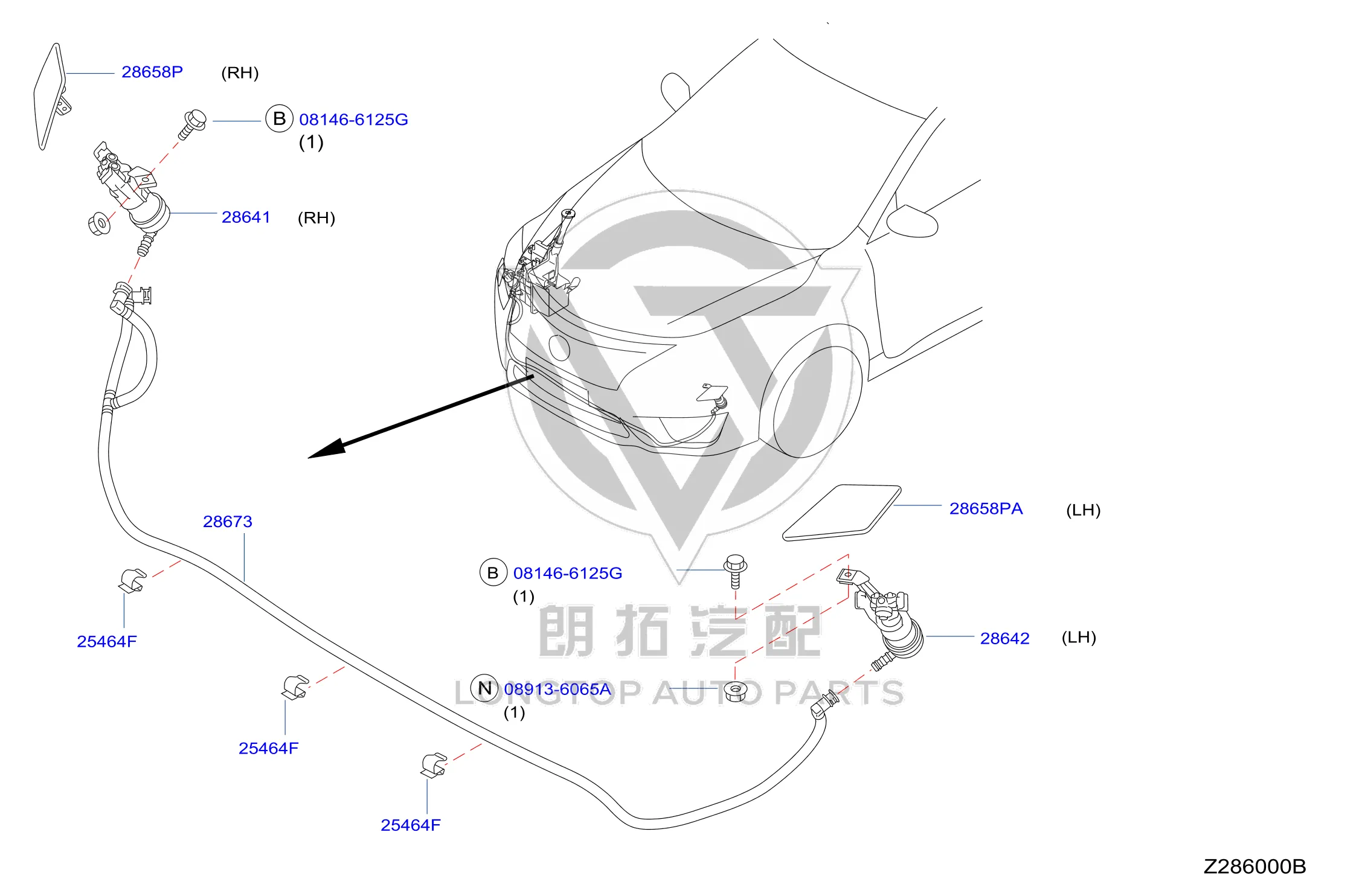 Headlight Washer Nozzle 28641-3TS0A 286413TS0A for Nissan