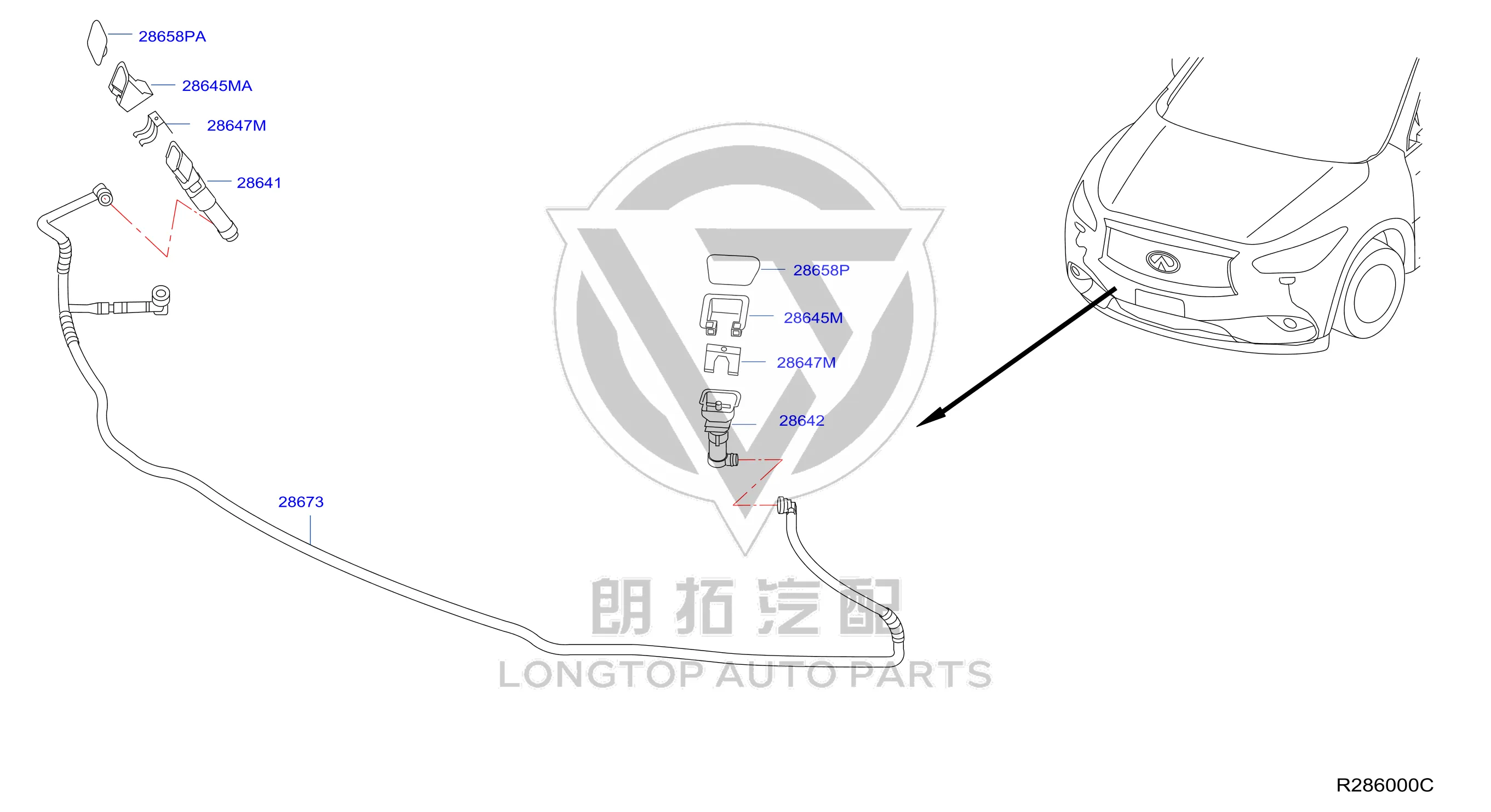 Headlight Washer Nozzle (Right) 28641-9NF0A 286419NF0A for Infiniti