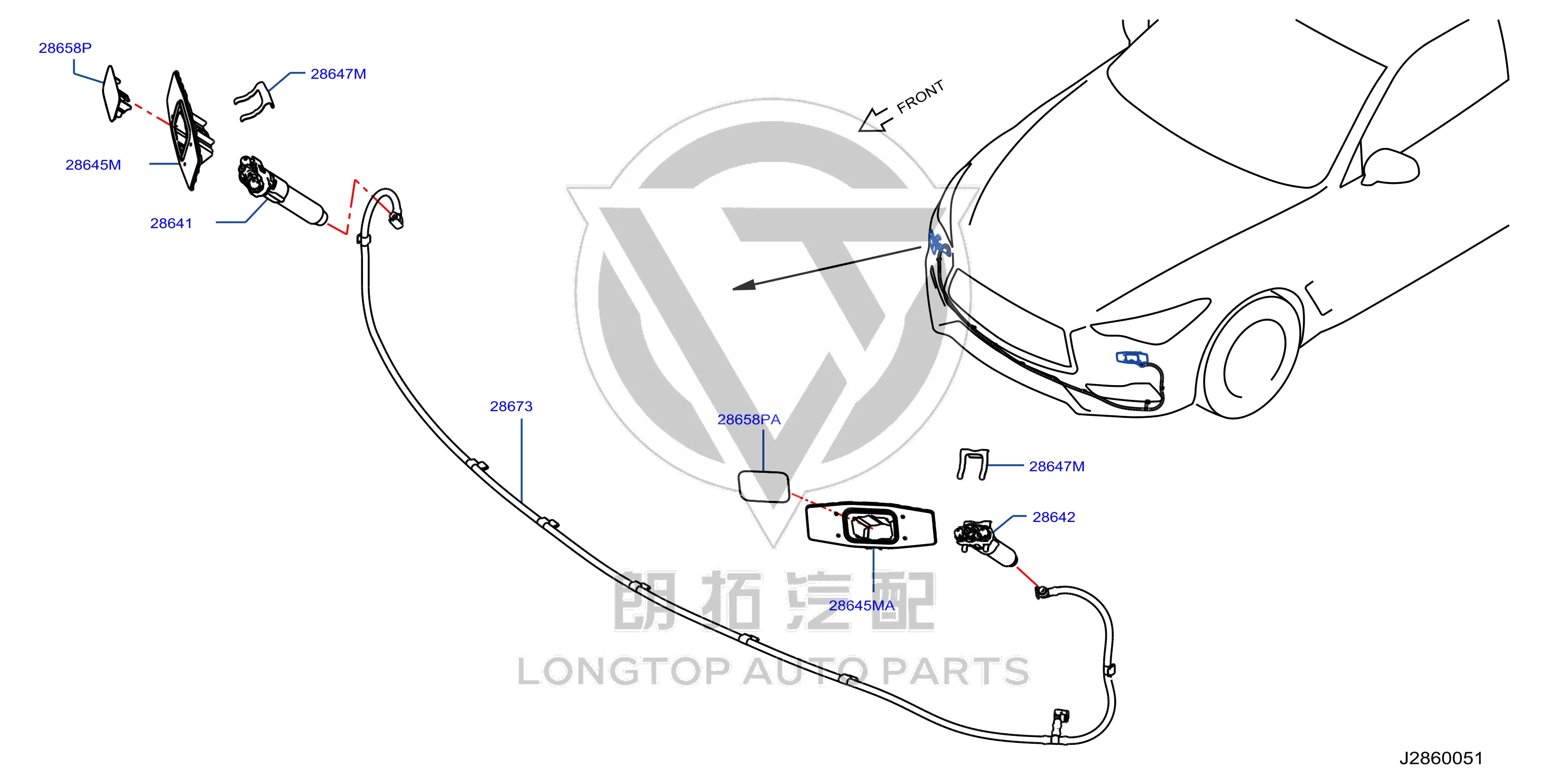 Headlight Washer System Hose 28673-4GA0B 286734GA0B for Infiniti