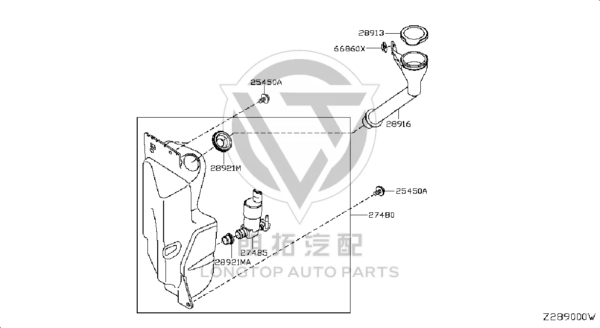 Front Windshield Washer Fluid Reservoir 28910-2FL0A 289102FL0A for Venucia