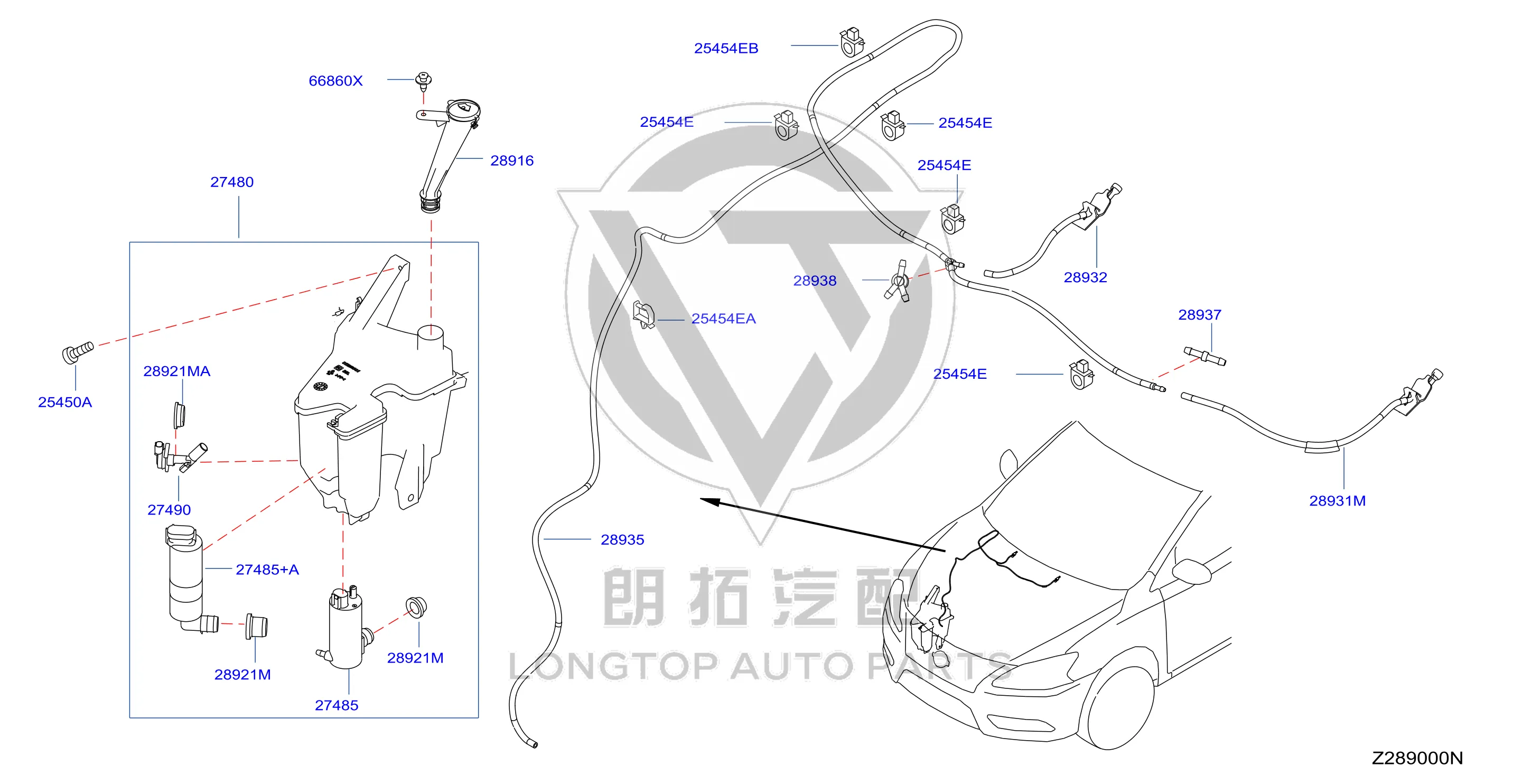Front Windshield Wiper Water Spray Pipe 28935-3DA0A 289353DA0A for Nissan