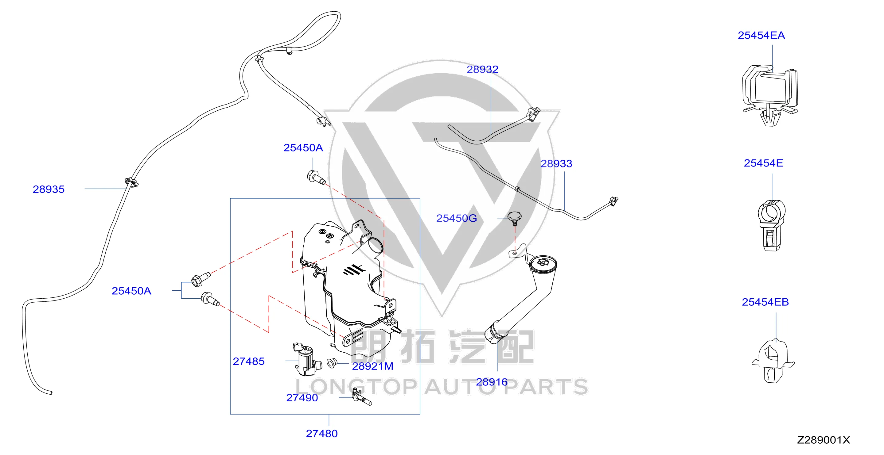 Rear Windshield Wiper Water Spray Bottle 28910-6CT0A 289106CT0A for Nissan