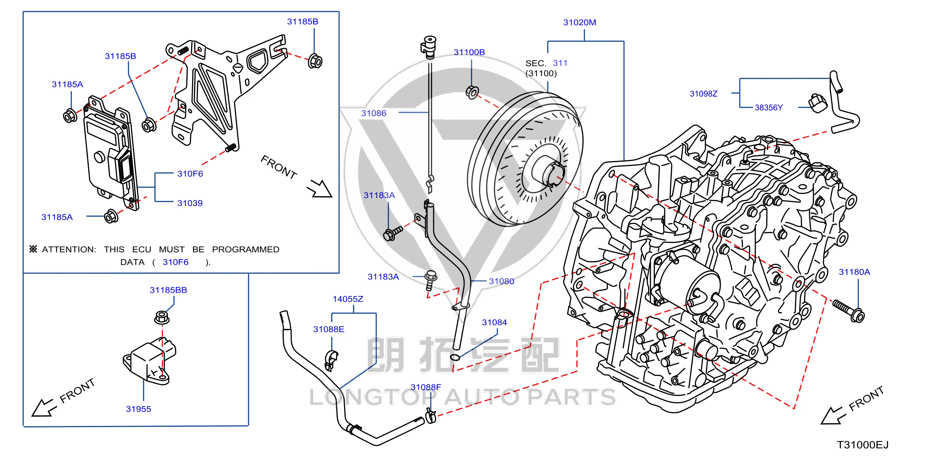 Transmission Control Unit 310F6-6LA0A 310F66LA0A for Nissan