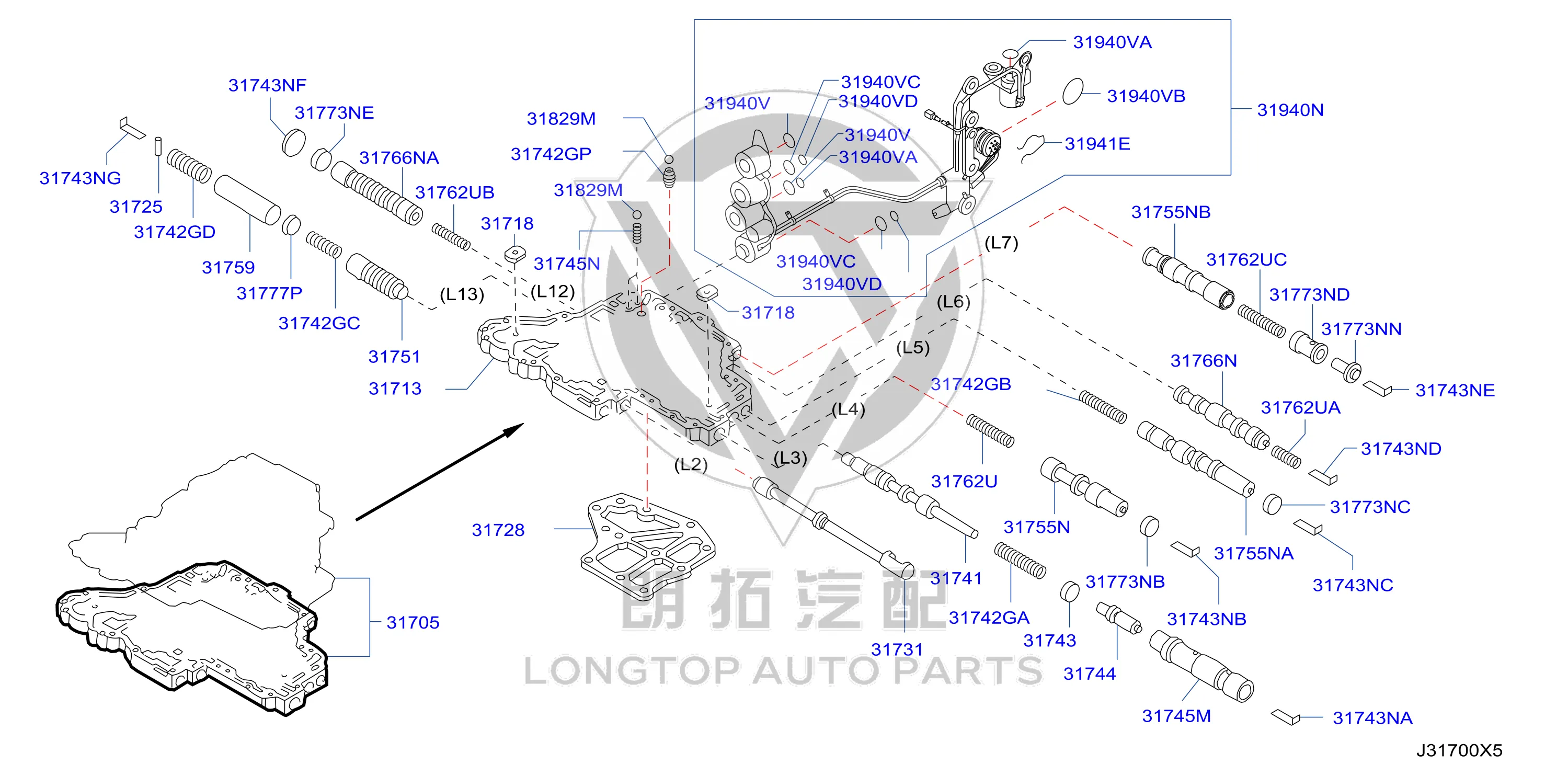 Transmission Filter (inner) 31728-1XF02 317281XF02 for Nissan