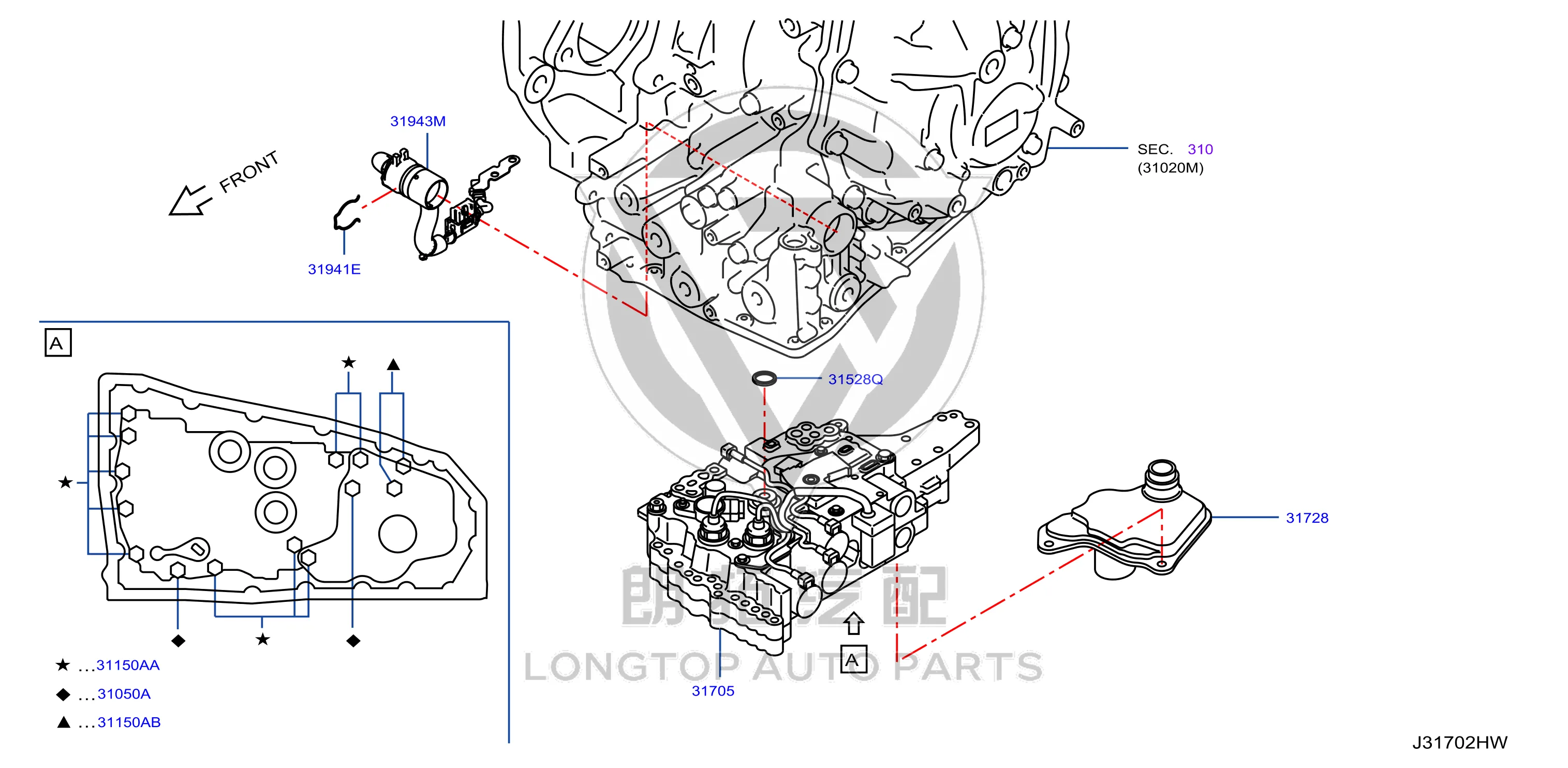 Transmission Filter (Inner) 31728-28X0C 3172828X0C for Nissan