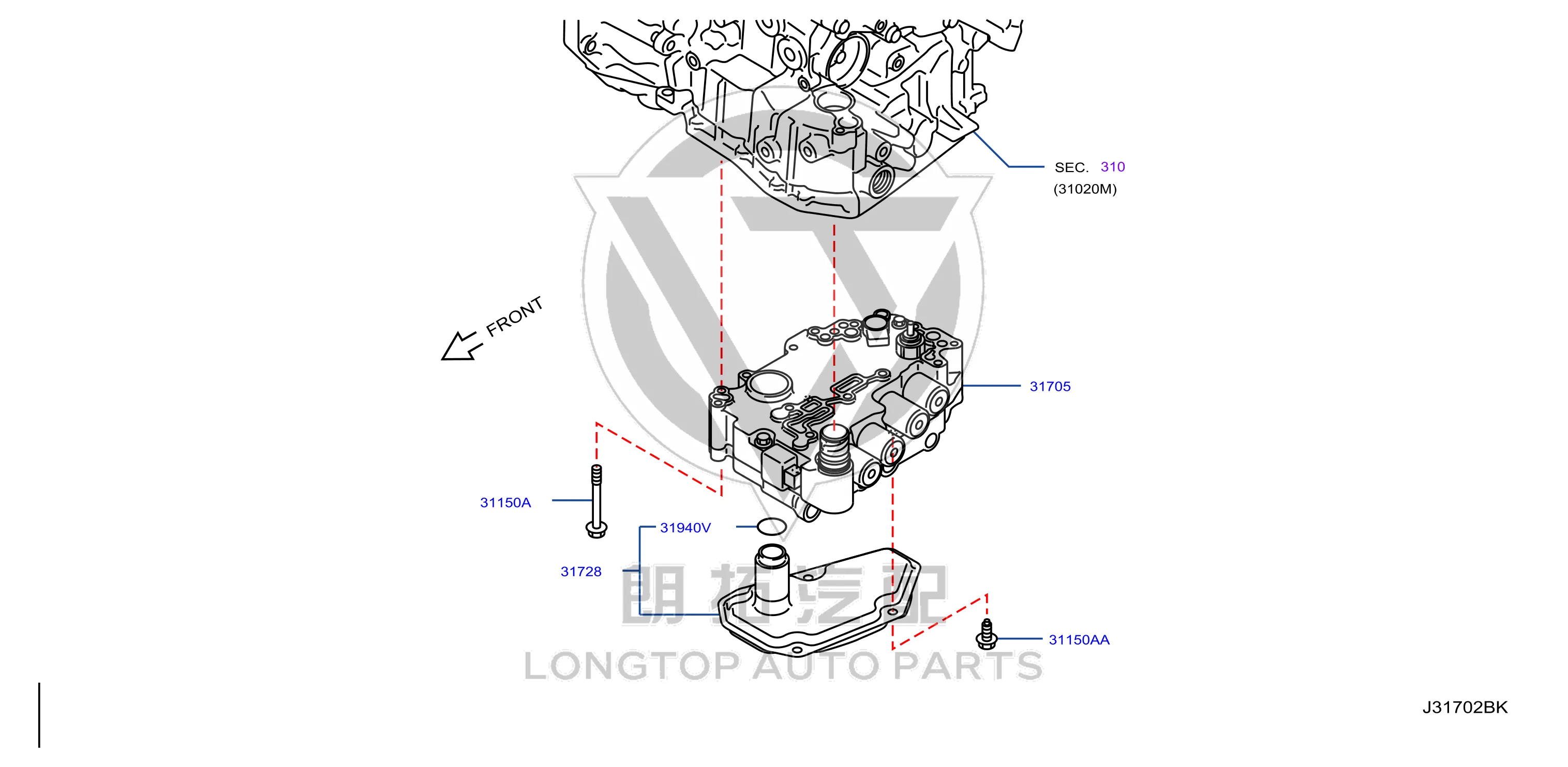 Transmission filter (inner) 31728-1XF03 317281XF03 for Nissan