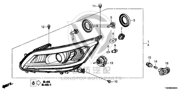 Headlamp Assembly (Left) 33150-T2AH01 33150T2AH01 for Honda