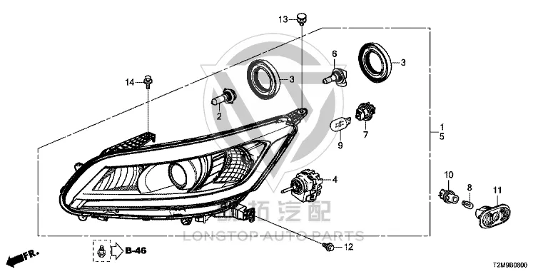Front Fender Lampshade (Right) 34301-T2AH01 34301T2AH01 for Honda