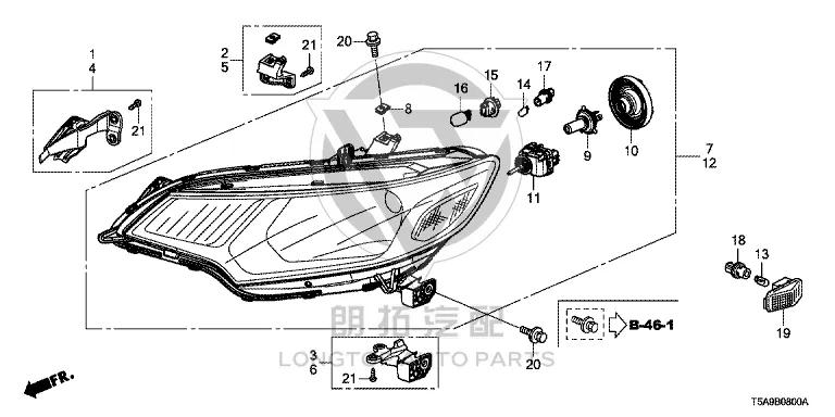 Headlamp Assembly (Right) 33100-T5A-H01 33100T5AH01 for Honda