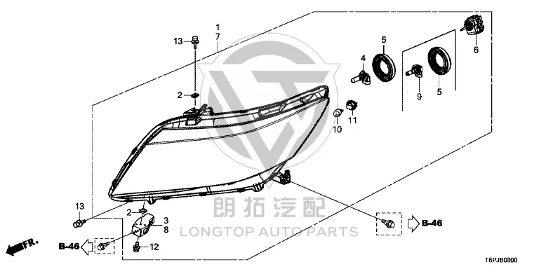Headlamp assembly (left) 33150-T6P-H02 33150T6PH02 for Honda