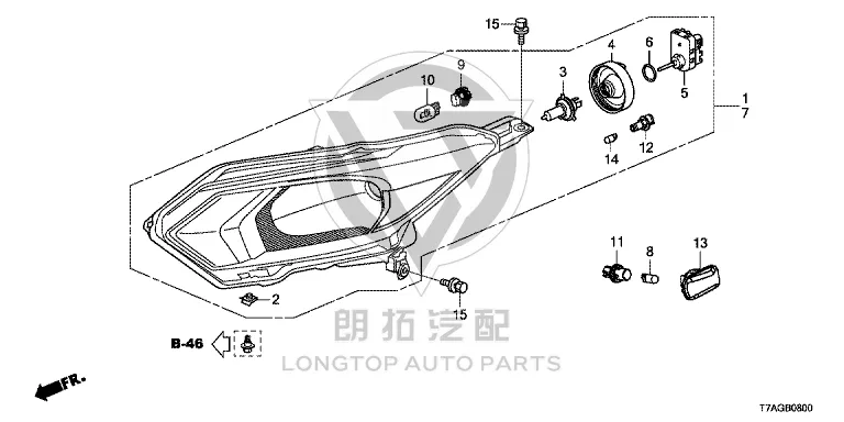 Headlamp Assembly (Right) 33100-T7A-H01 33100T7AH01 for Honda