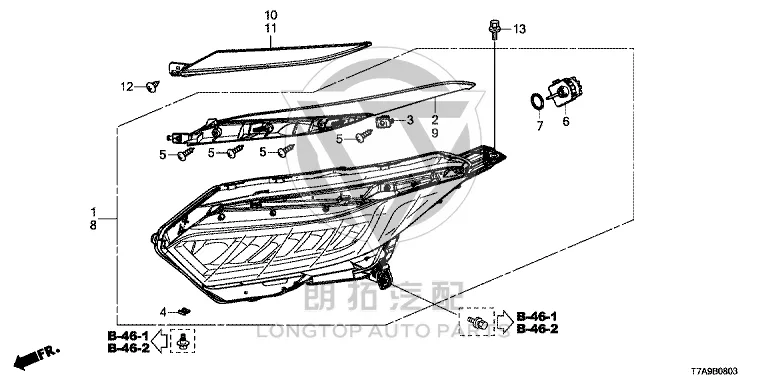 Front Headlight Trim (Left) 71168-T7MH01 71168T7MH01 for Honda
