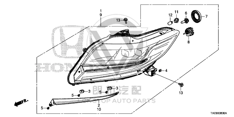 Headlamp Assembly (Left) 33150-TAEH01 33150TAEH01 for Honda