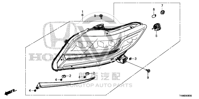 Headlamp assembly (right) 33100-TAEH21 33100TAEH21 for Honda