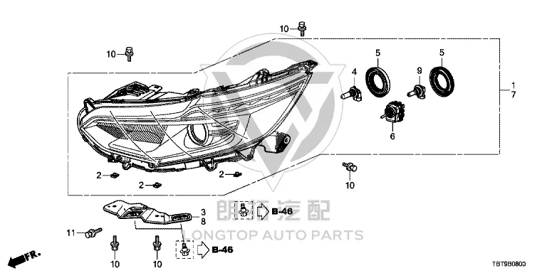 Headlamp Assembly (Left) 33150-TBTH11 33150TBTH11 for Honda