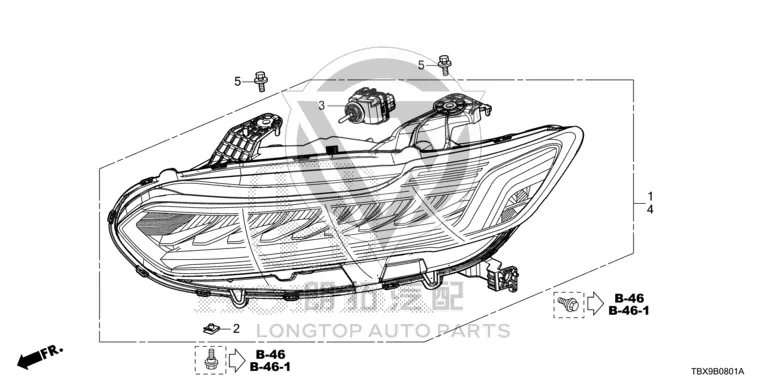 Headlamp assembly (left) 33150-TBX-H21 33150TBXH21 for Honda
