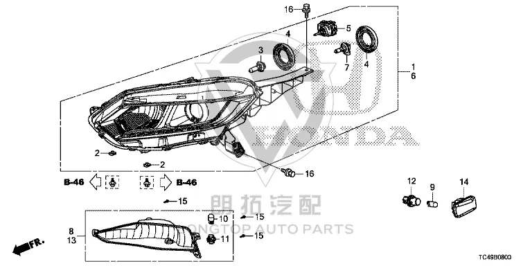 Front Turn Signal (Left) 33350-TC4H0 33350TC4H01 for Honda