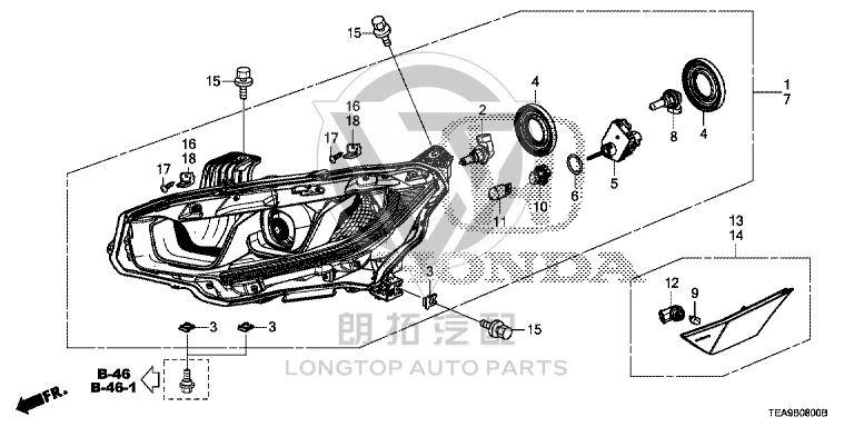 Headlamp Assembly (Right) 33100-TETH0 33100TETH02 for Honda