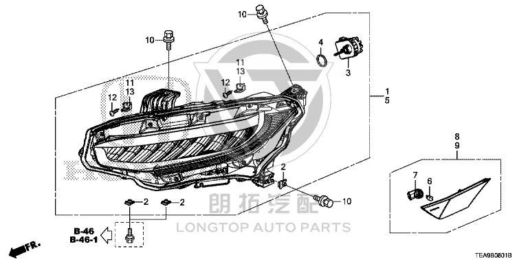 Headlamp Assembly (Left) 33150-TETH1 33150TETH11 for Honda
