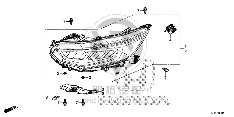 Headlamp Assembly (Left) 33150-TJ7-H21 33150TJ7H21 for Honda