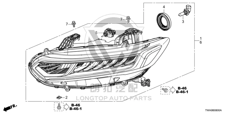 Headlamp assembly (left) 33150-TVA-H21 33150TVAH21 for Honda
