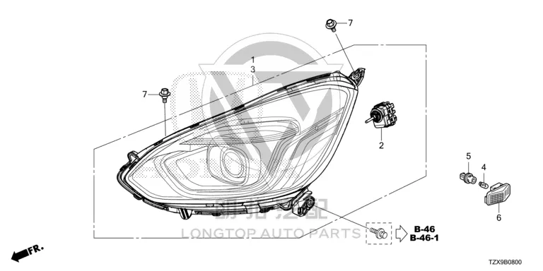 Headlamp Assembly (Right) 33100-TZX-H01 33100TZXH01 for Honda