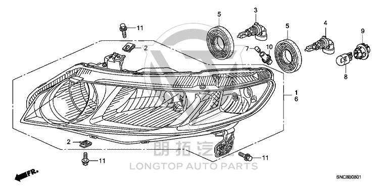 Headlamp Half-Assembly (Right) 33101-SNA-H02 33101SNAH02 for Honda