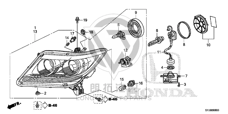 Front Headlight Subassembly (Left) 33151-SYJH0-1 33151SYJH01 for Honda