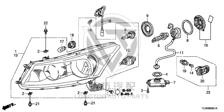 Front Headlight Subassembly (Left) 33151-TB0H11 33151TB0H11 for Honda