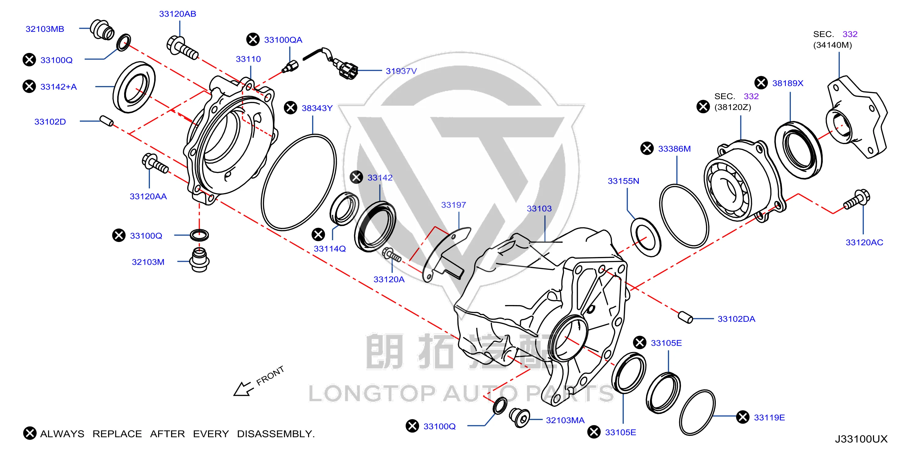 Rear Differential Oil Seal 33114-4BA0B 331144BA0B for Nissan