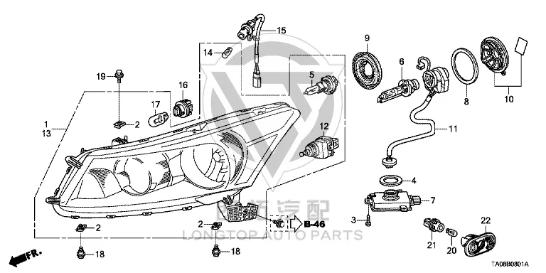 Front Headlight Low-Beam Bulb 33116-S0A-J11 33116S0AJ11 for Honda