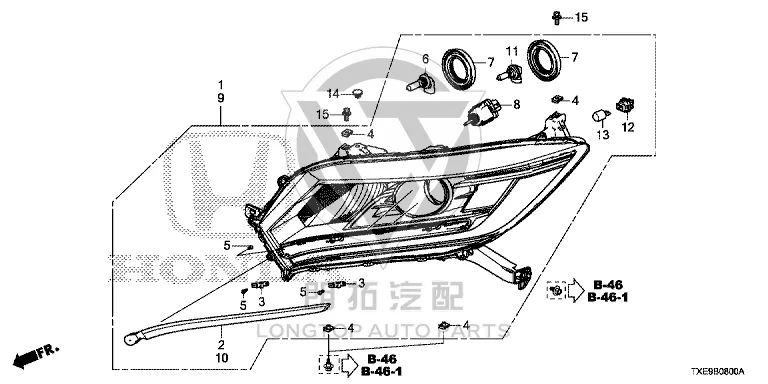 Headlamp Assembly (Left) 33150-TXE-H11 33150TXEH11 for Honda