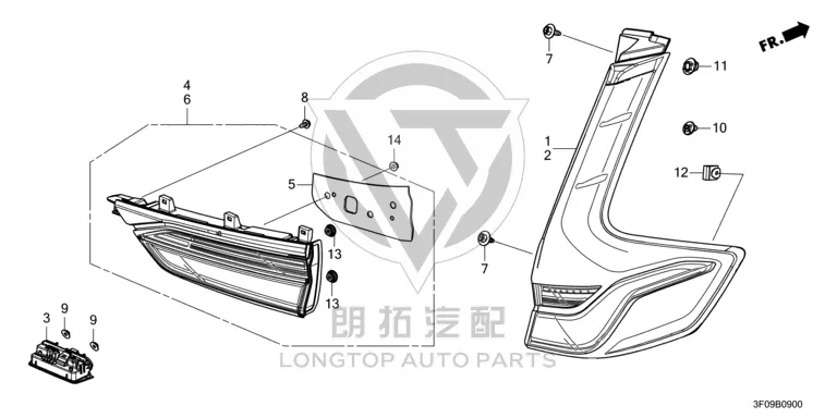 Outer Tail Lamp Assembly 33550-3F0H0 335503F0H02 for Honda
