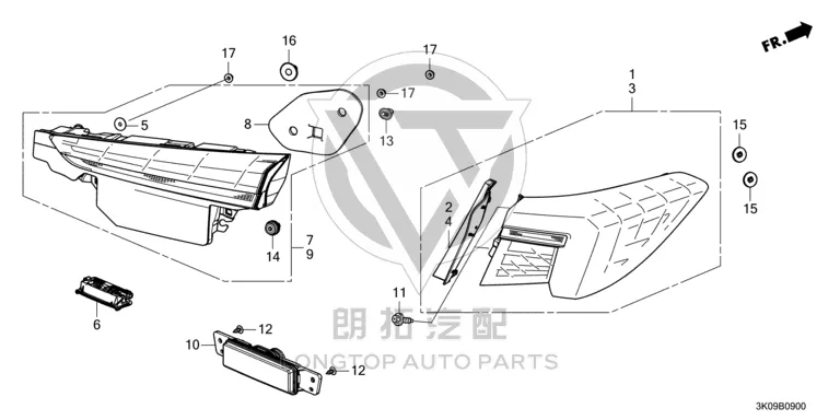 Exterior Tail Light Assembly (Right) 33500-3K0H0 335003K0H0 for Honda