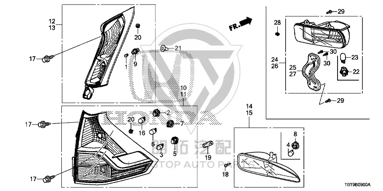 Tail light (upper right) 34170-T0AH0 34170T0AH01 for Honda