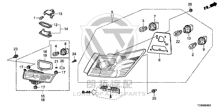 Exterior Tail Light Assembly (Right) 33500-TB0-H01 33500TB0H01 for Honda Accord