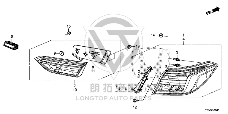 Inner Tail Lamp Assembly 34155-TBXH-01 34155TBXH01 for Honda