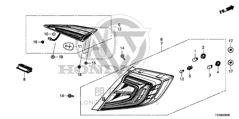Outer Tail Lamp Assembly (Left) 33550-TETH01 33550TETH01 for Honda