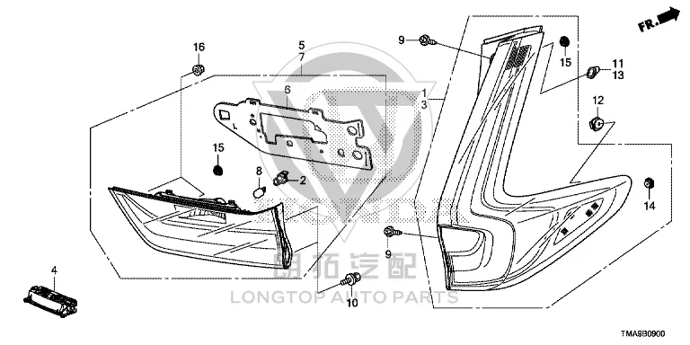 Outer Tail Lamp Assembly 33550-TLYH5 33550TLYH51 for Honda