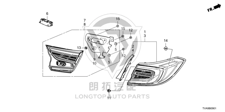 Outer Tail Lamp Assembly 33550-TVA-H21 33550TVAH21 for Honda Accord
