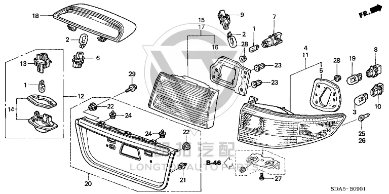Outer Tail Lamp Half-Assembly (Right) 33501-SDAB01 33501SDAB01 for Honda Accord