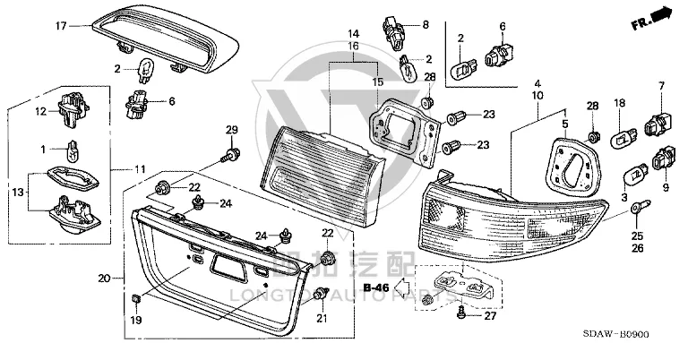 Interior Tail Light Subassembly (Right) 34151-SDAH01 34151SDAH01 for Honda Accord