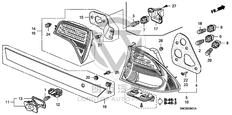 Outer Tail Lamp Half-Assembly (Right) 33502-SNVH51 33502SNVH51 for Honda