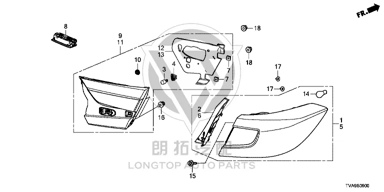 Outer Tail Lamp Assembly 33550-TVA-H11 33550TVAH11 for Honda Accord