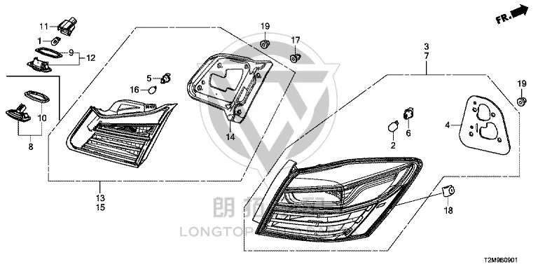 Inner Tail Lamp Assembly (Right) 34150-T2AH11 34150T2AH11 for Honda