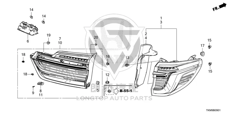 Inner Tail Lamp Assembly 34155-TAEH21 34155TAEH21 for Honda