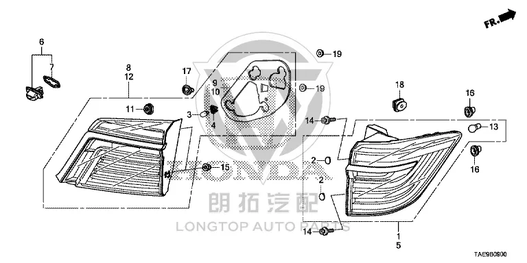 Inner Tail Lamp Assembly 34155-TAEH0 34155TAEH01 for Honda